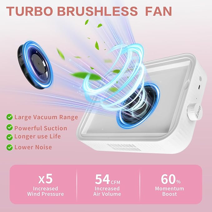 Nail Dust Collector, Rechargeable & Cordless Dust Collector for Nail Tech with Reusable HEPA Filter, Extractor Dust Suction Machine for Acrylic Nails Polishing at Nail Salon & Home Use