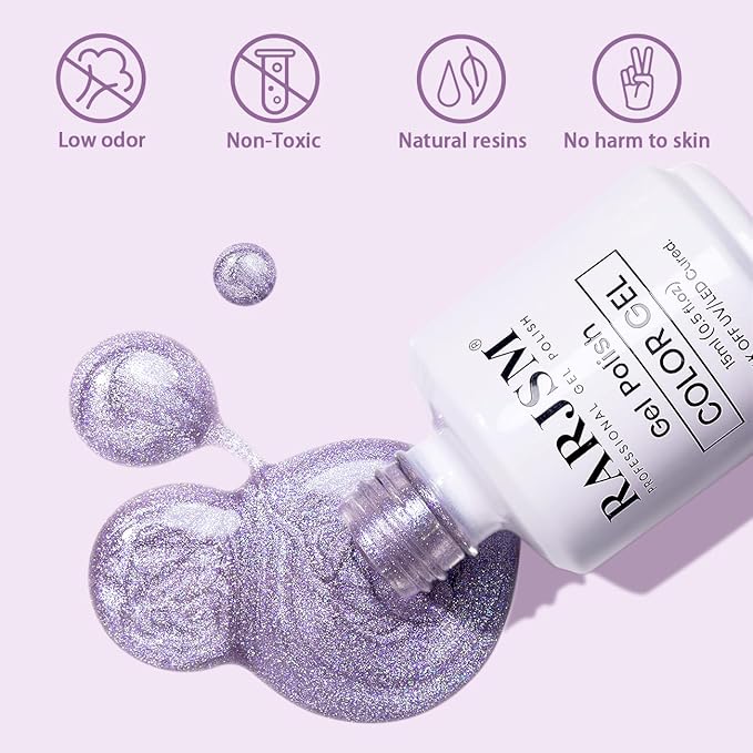 RARJSM Cat Eye Gel Nail Polish Aurora Violet Purple Velvet Silver Glitter Universal Galaxy Shimmer Ice Gel Polish with Magnet Stick Single Bottle 15ml LED UV Curing Requires Soak Off Salon Home