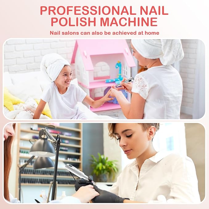 Portable Electric Nail Drills,Professional Nail Drill File Kit for Acrylic,Manicure and Pedicure Sets for Grinding,polishing and Trimming,Rechargeable Pedestal Nail Polisher. White