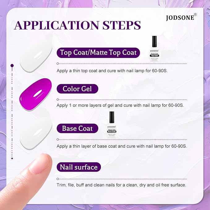 JODSONE 3Pcs Base Coat Glossy Top Coat Matte Top Coat for Long Lasting Shine and Velvety Finish 16.5ml Each Salon-Quality Nail Care Set
