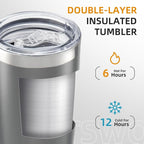 20oz Tumbler Bulk with Lid Stainless Steel Tumblers, 6 Pack | Leak Proof Lid - Image 2
