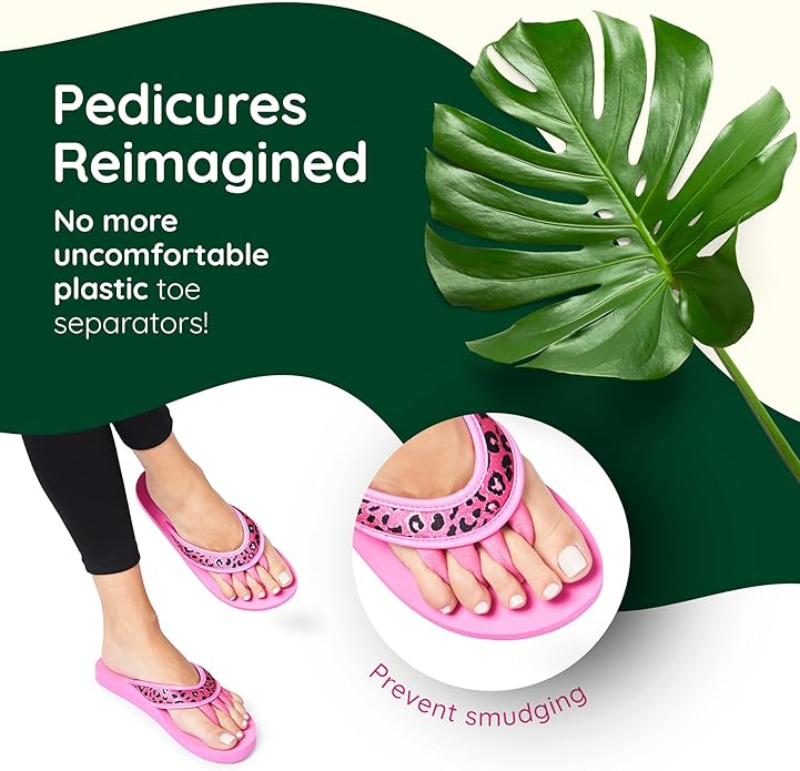 Pedi Couture Pedicure Sandals with Built In Toe Separators for Women - Comfortable Spa Style Flip Flops for Home, Salon, Yoga & Gym Use