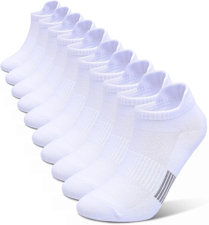 Henwarry Women's 10 Pairs Athletic Running Low Cut Socks Thin Cotton Soft Ankle Tab Socks