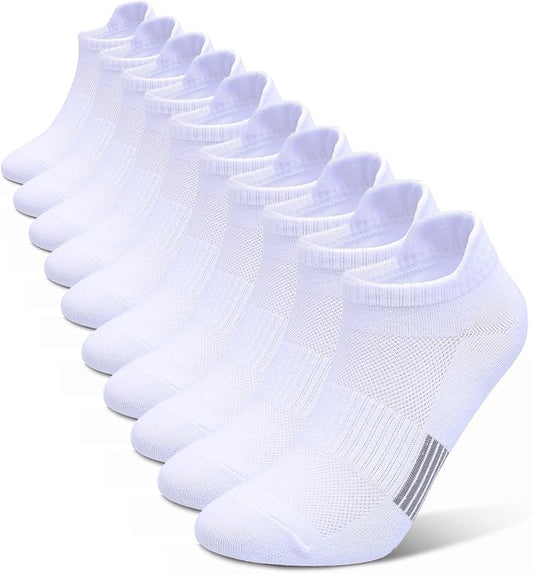 Henwarry Women's 10 Pairs Athletic Running Low Cut Socks Thin Cotton Soft Ankle Tab Socks