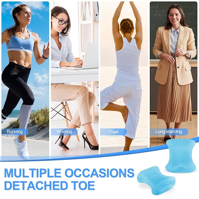 12 Pack Gel Toe Separators, Bunion Toe Spacers for Straightening Overlapping Toes, Hammertoe Corrector, Soft Silicone Bunion Pads for Women Men Toe Pain Relief (Blue)