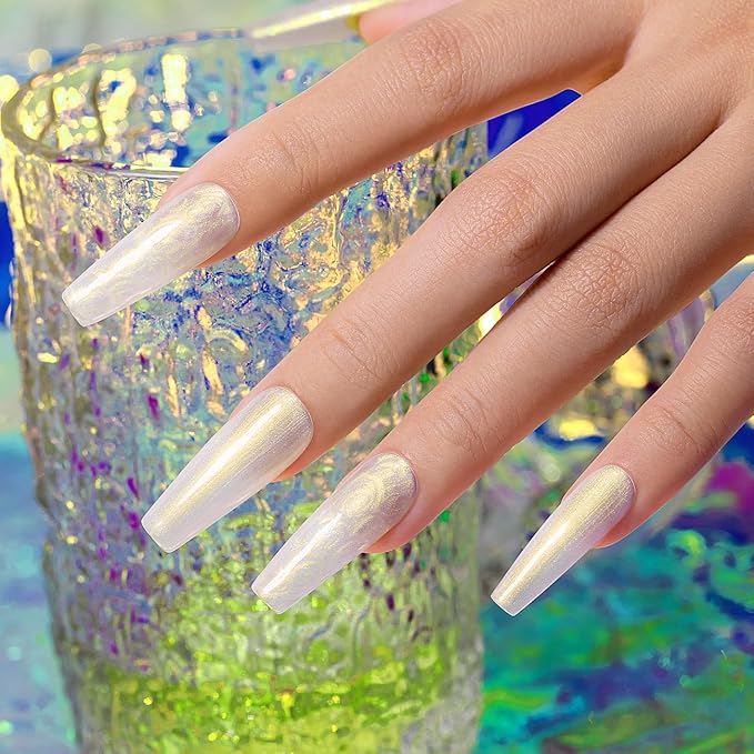 RARJSM Pearlescent Gel Builder Nail Polish Pearl White Gold Glitter Hard Gel in a Bottle Mermaid Shell Shimmer Thick Extension Structure Gels for Nails 15ml Soak Off Curing Requires Salon Home DIY