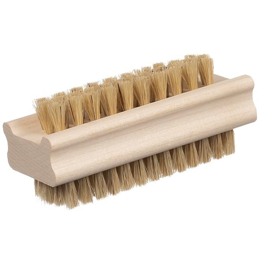 Konex Non-Slip Wooden Two-Sided Nail Brush for Cleaning Fingernails - Nail Scrubber with Natural Boar Bristle - Essential for Daily Use