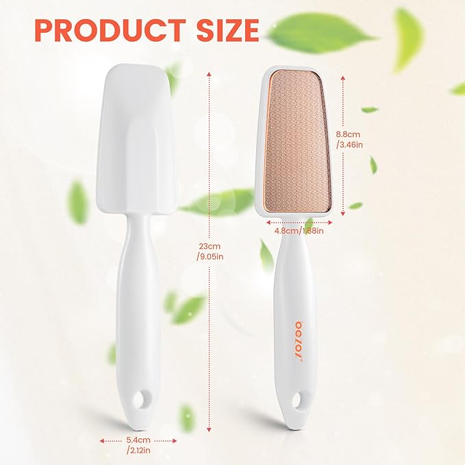 BEZOX Long Handle Glass Foot File Callus Remover, Foot Scrubber for Dead Skin, Cracked Heel Foot Scraper - White