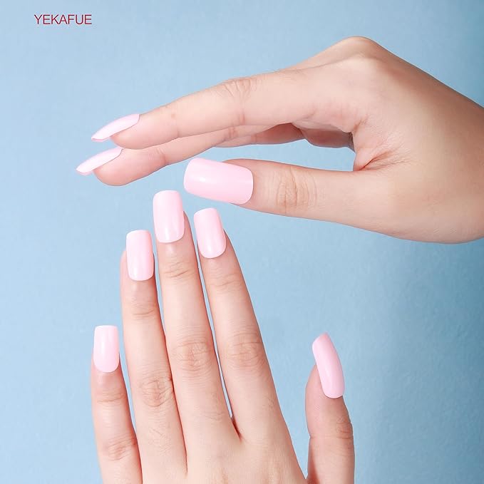 Gel Nail Strips 20 Pcs Wraps - Pink, Solid, Easy Apply Gel Nail Stickers Long Lasting, Salon-Quality, 2 Prep Pads, 1 File, 1 Wooden Stick, UV Light Required