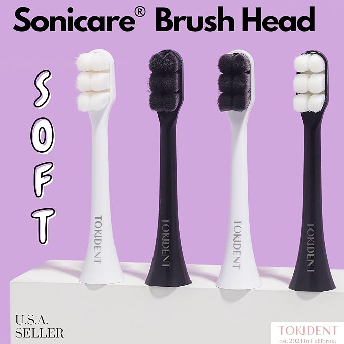 Replacement Brush Heads for Philips Sonicare Electric Brush - Ultra Soft Toothbrush Heads for Sensitive Teeth & Gums - Replacement Head with 10,000 Wave Cut Nano Bristles - 2 Pack - Stealth