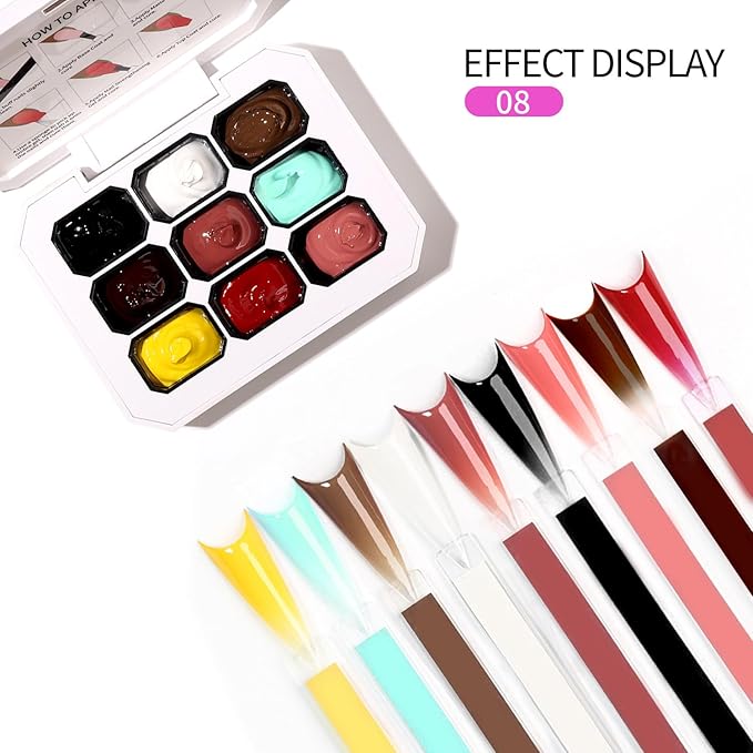 AIJIMEI Ombre Gel, Gradient Painting Gel, Ombre Gel Nail Polish, Including 100 Nail Sponges And Grabbing Pen Suitable For Salons And Family DIY (A8)