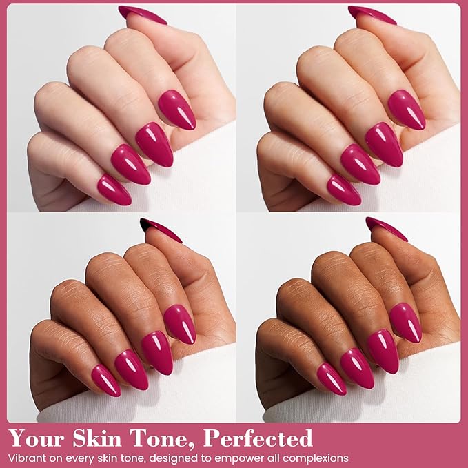 HEMA and TPO Free Red Gel Nail Polish, 18 ML Plum Red One Step Gel Nail Polish 3-in-1, No Need Base and Top Coat Easy DIY Nail Art, Soak Off U V Gel Polish for Women Girl Nail Lovers