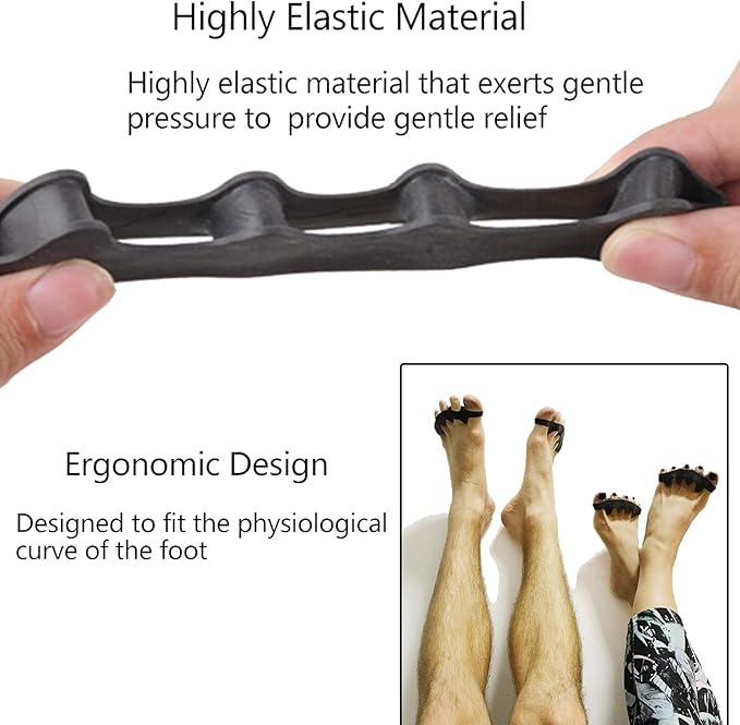 Toe Separators & Spacers,Use for Health & Beauty Pedicures,Plantar Fasciitis, Hammer Toes, Claw Toes & Other Foot Conditions,Pedicures for Men and Women(2 Pcs) - Black