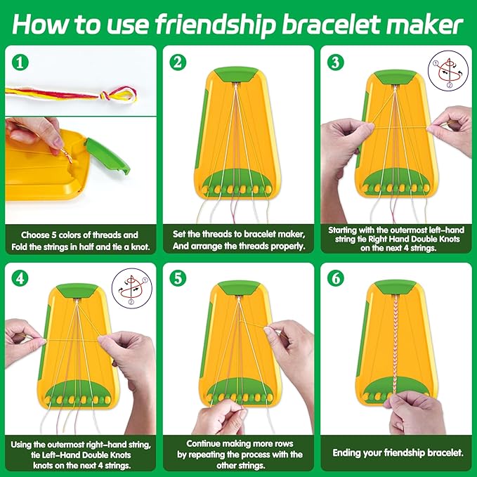 Maynacs Arts and Crafts for Kids Ages 8-12,Friendship Bracelet Making Kit for Girl,Kids Jewelry Making Kit with 28 Pre-Cut Threads,Christmas Birthday Gifts for Ages 6 7 8 9 10 11 12 Year Old Green