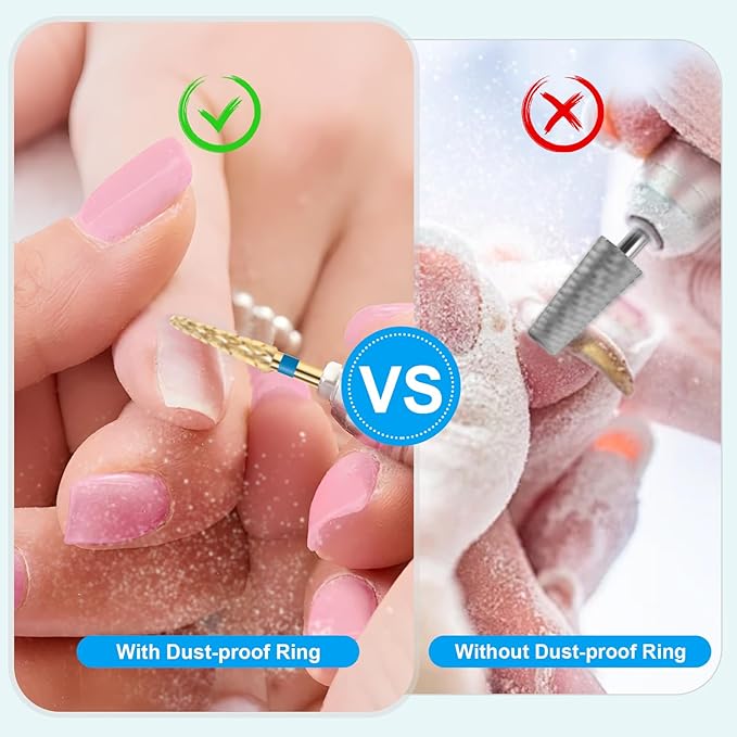 3/32" Small Cone Clean Medium Grit Carbide Cuticle Cleaner Bit for Electric Nail Drills – Professional Manicure Tool for Nail Salons and Home Use (M Grit. Gold)