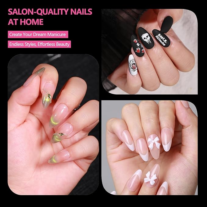 Medium Almond Nail Tips 500PCS, Clear Acrylic Full Cover Gel Press on Nail Tips for DIY, 10 Sizes Pre-Shaped False Nails with Glossy Finish, Professional Manicure Kit & Easy Application