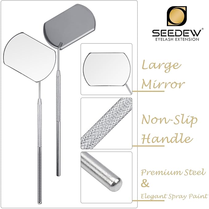Lash Mirror Square Shape 14CM Handle (Silver) (Simple Packaging)