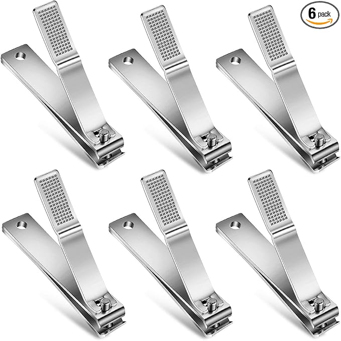 Mudder 6 Pieces Large Toenails Clippers Straight Edge Toenails Clippers Stainless Steel Nails Cutters for Men Women Thick Nails(Silver)