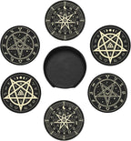 Celtic Wiccan Magic Pentagrams Leather Drinks Coasters - Image 2