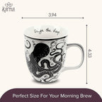 Karma Gifts 14 oz Black and White Boho Mug Octopus - Image 5