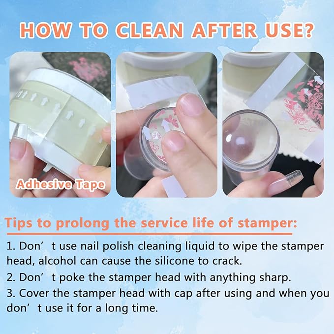 French Tip Tool- 4 Pcs Nail Stamper Kit Clear Silicone Nails Stamping Long & Short Jelly Stamper with Scrapers Nail Printing Tool for French Manicure Home DIY Nails Art Salon