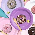 CMUSKO Butterfly Birthday Decorations-150Pcs Light Purple Pink Plates and - Image 2