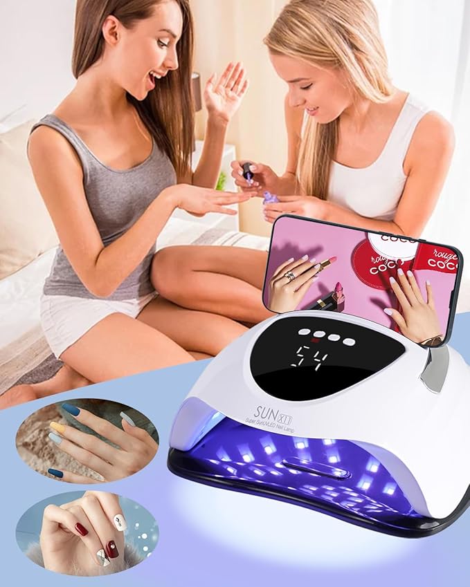 Professional 288W UV/LED Nail Lamp with Smart Sensor, 63 LED Beads UV Light for Gel Nails, 4 Timer Settings, Portable Handle Fast Curing Gel Nail Dryer for Gel Polish, Salon & Home Use