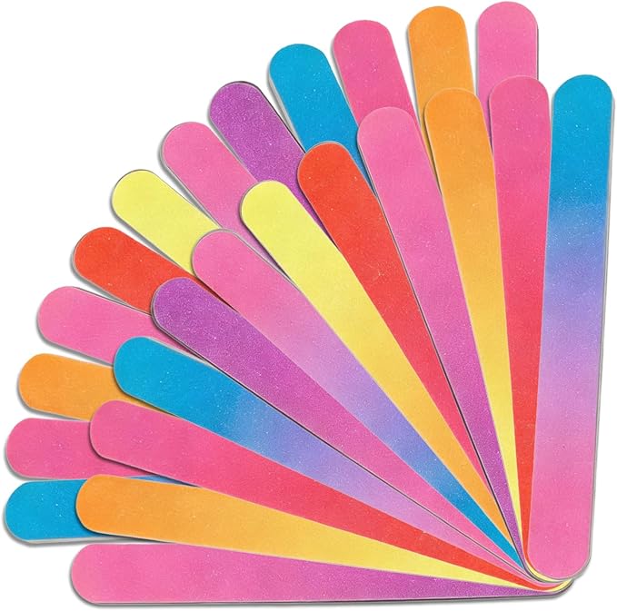 24 Nail Files, Colored Emory Plate Nail Files Double Sided 180 Grains Professional Manicure Emory Plate Buffer Pedicure Tools Nail Shaping Polishing Files (Gradient Color, Count, 24, 100/180 Grit)