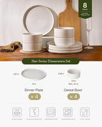 Famiware Star Stoneware Dinnerware Sets, 8-Piece Dishes - Image 2