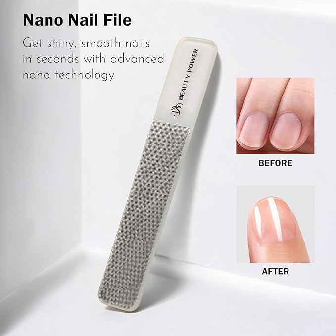 Manicure Pedicure Set 7-in-1 Stainless Steel, Ultra Sharp, Slanted Nail Clipper, Fingernail Clipper, Cuticle Nipper, Glass Nail File, Eyebrow Tweezers, Scissors, Case – Gift (Matte Gray)
