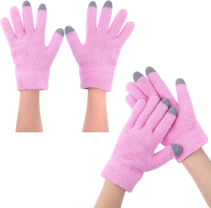 Moisturizing Gloves for Dry Hands Cotton Gloves for Eczema with Good Lining Touchscreen Fingertips Overnight Spa Gloves for Women & Men Reusable for Sleeping (Pink)