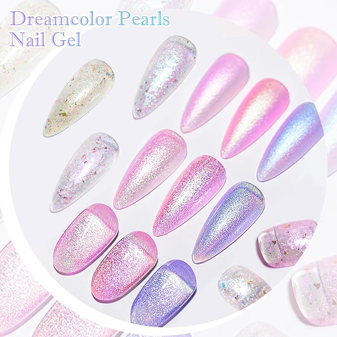 MEET ACROSS Gel Nail Polish Set 6 Pcs Glitter Colors Gel Nail Kit Art Design Soak Off UV LED (SET-2, 6pcs)