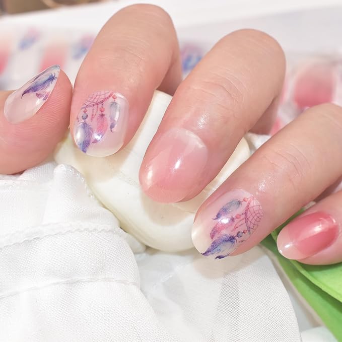 Semi Cured Gel Nail Strips (Dream Catcher)-22 PCS Manicure Stickers | Gel Nail Wraps | Light Required, Salon Quality & Easy to Use