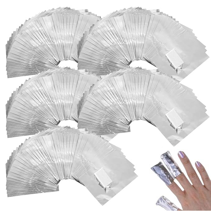 ASKELI 400PCS Foil Nail Wraps Remover for Soak off Gel Polish Removal, Aluminium Nail Polish Wraps Remover Tool with Larger Cotton Pad for Nail Polish Removing (400pcs)