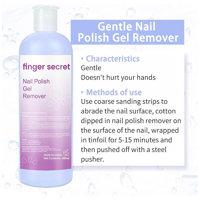Nail Remover Gel Polish,finger secret Nail Polish Gel Remover 480ML,Gel Polish Remover for Nails,Professional Gel Nail Polish Remover Liquid Quickly & Easily & Effectively Remove Polish Gel