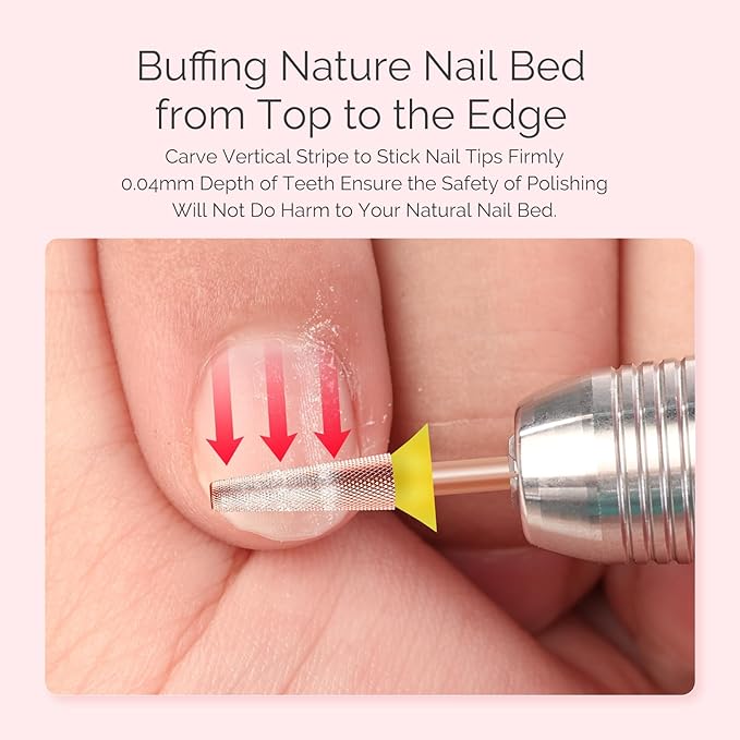 MelodySusie Tapered Barrel Nail Buffer Bit, Professional Safety Carbide Nail Bit for Nature Nail Bed File Cuticle Dead Skin Cleaning Nail Prepare, Two Way Rotate, Manicure Nail Salon Supply, Rose Gold