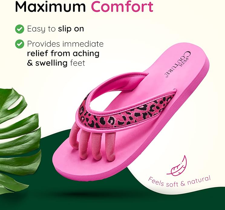 Pedi Couture Pedicure Sandals with Built In Toe Separators for Women - Comfortable Spa Style Flip Flops for Home, Salon, Yoga & Gym Use