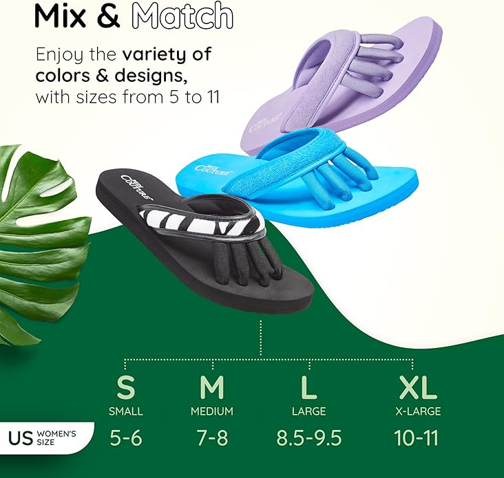 Pedi Couture Pedicure Sandals with Built In Toe Separators for Women - Comfortable Spa Style Flip Flops for Home, Salon, Yoga & Gym Use