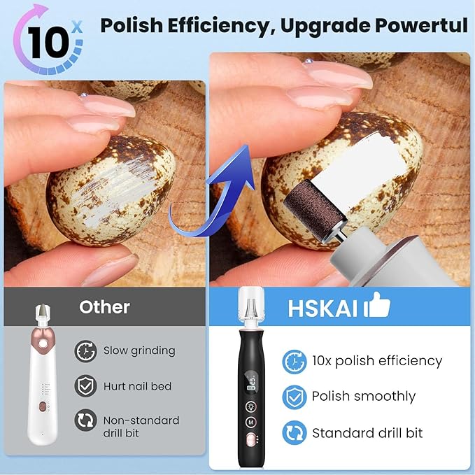 Nail Drill Electric Nail File - Cordless Professional Nail Filer for Manicure and Pedicure, Portable Nail Drill Machine Kit for Acrylic Gel Nails Thick Toenails Nail Grind (Black)