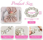 100 Pcs Silver Disposable Napkin Rings Imitation Pearl Ring Napkin Holder - Image 2