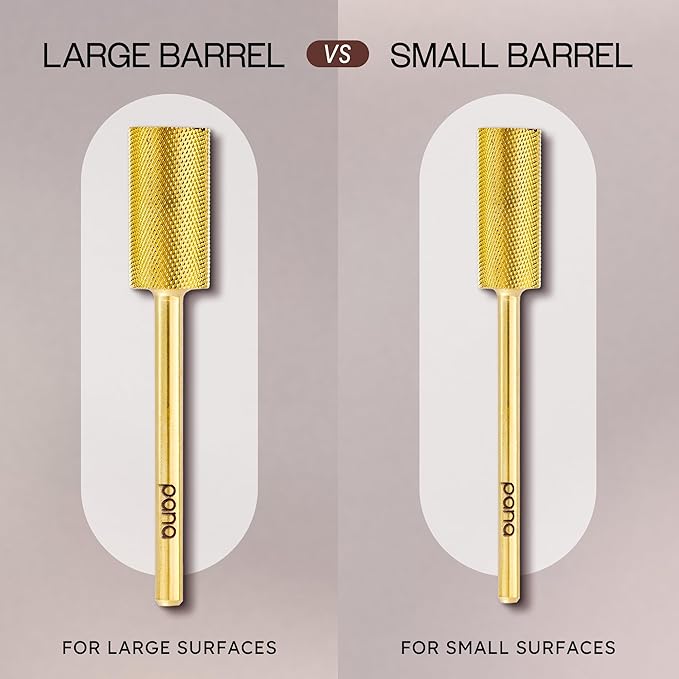 PANA Flat Top Small Barrel 3/32" Shank Size - (Gold, Extra Fine Grit) - Fast remove Acrylic or Hard Gel Nail Drill Bit for Manicure Pedicure Salon Professional or Beginner