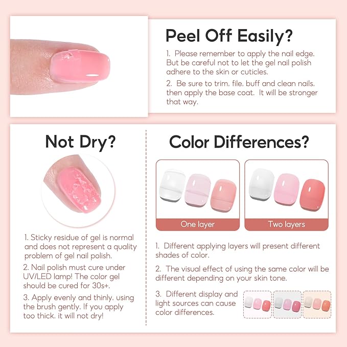 PEACECOLOR Fall Jelly Gel Polish Set 6 Colors Red Brown Gel Nail Polish Autumn Colors Nail Starter Kit Soak Off for Women Home Salon Design