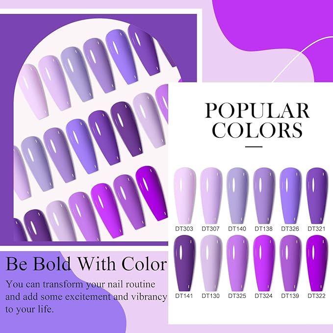 MEET ACROSS 12PCS Gel Nail Polish Set, 12 Colors Gel Nail Kit Art Design Soak Off UV LED,Nail Art Design Gifts for Women (SET-6, 12PCS)