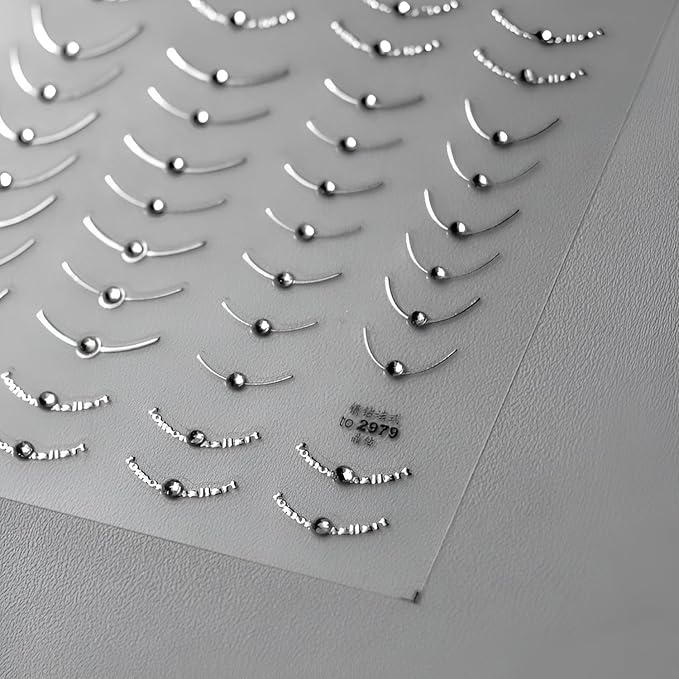 5D Embossed French Tip Nail Art Stickers Silver Gold Nail Stickers for Nail Art Self Adhesive Stripe Nail Decals with Rhinestone Design French Tip Nail Art Supplies for Women Girls