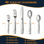 NICE KITCHEN Silverware Set, 40 Piece Heavy Duty Silverware Cutlery Sets | - Image 2