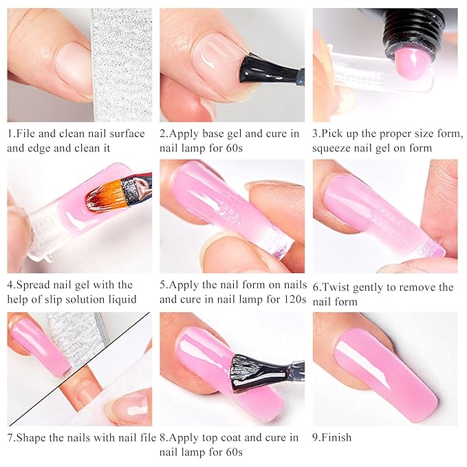 MEET ACROSS Poly Nail Gel 10Pcs Nail Extension Gel Set and Nail Extension Starter Kit for Beginners Nail Art DIY Home Gifts for Women (SET-3, 10pcs)