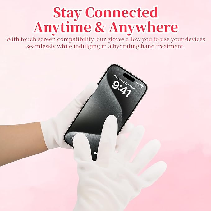 1Pair White Silicone Moisturizing Gloves, Hand Care Silicone Gloves for Repairing Dry Hand, Anti Slip Aloe Lotion Gloves, Reusable Hand Mask Moisturizing Glove Calluses