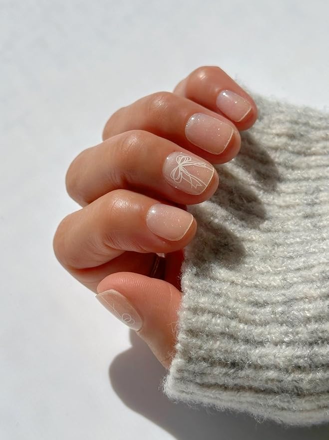 NOVA, Semi Cured Gel Nail Strips (Silver Belle) - The 10 Minute Manicure. Female Founded, Salon-Quality, Easy to Apply & Remove - Incl. Nail File & Wooden Stick (Silver Belle)