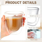 Sieral 8 Pack 8 oz Double Walled Coffee Mugs Glass Espresso Cups without Handle - Image 6