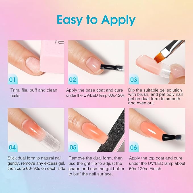 ROSALIND 20 Colors Poly Nail Gel Kit with Mini Nail Lamp Glitter Poly Nail Gel Kit Collection with Tools Clear All Seasons Classic Colors Halloween Starter Kit